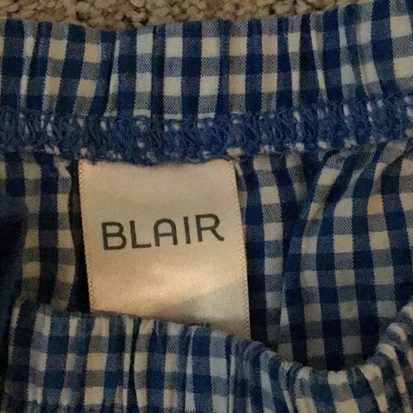 Blair Capri set-side pockets.Royal blue checked-PL - Picture 5 of 7